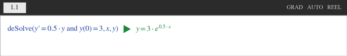 TI-Nspire deSolve med begyndelsesbetingelse y(0) = 3
