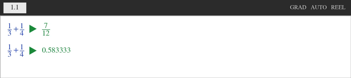 TI-Nspire eksakt resultat 7/12 og decimaltal 0,583333
