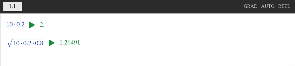TI-Nspire middelværdi 2 og spredning 1,26491