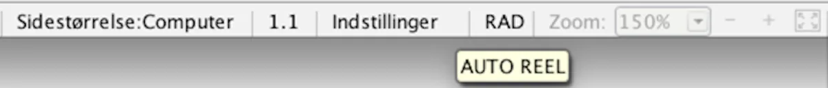 TI-Nspire statuslinje der viser vinkelenheden RAD