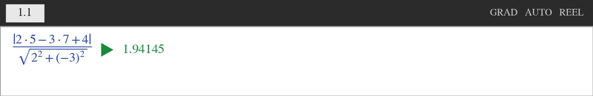 TI-Nspire afstand fra punkt til linje 1,94145
